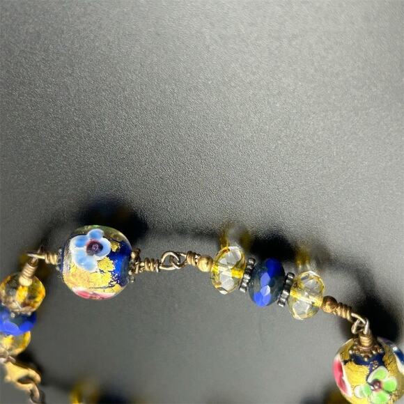 Glass of Venice Multicolor Glass Beaded Handcrafted Bracelet Vermeil 925 Clasp - Picture 5 of 12